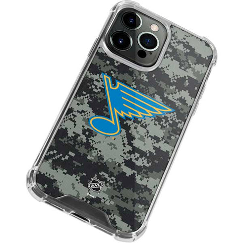 NHL St. Louis Blues Camo iPhone 14 Pro Clear Case
